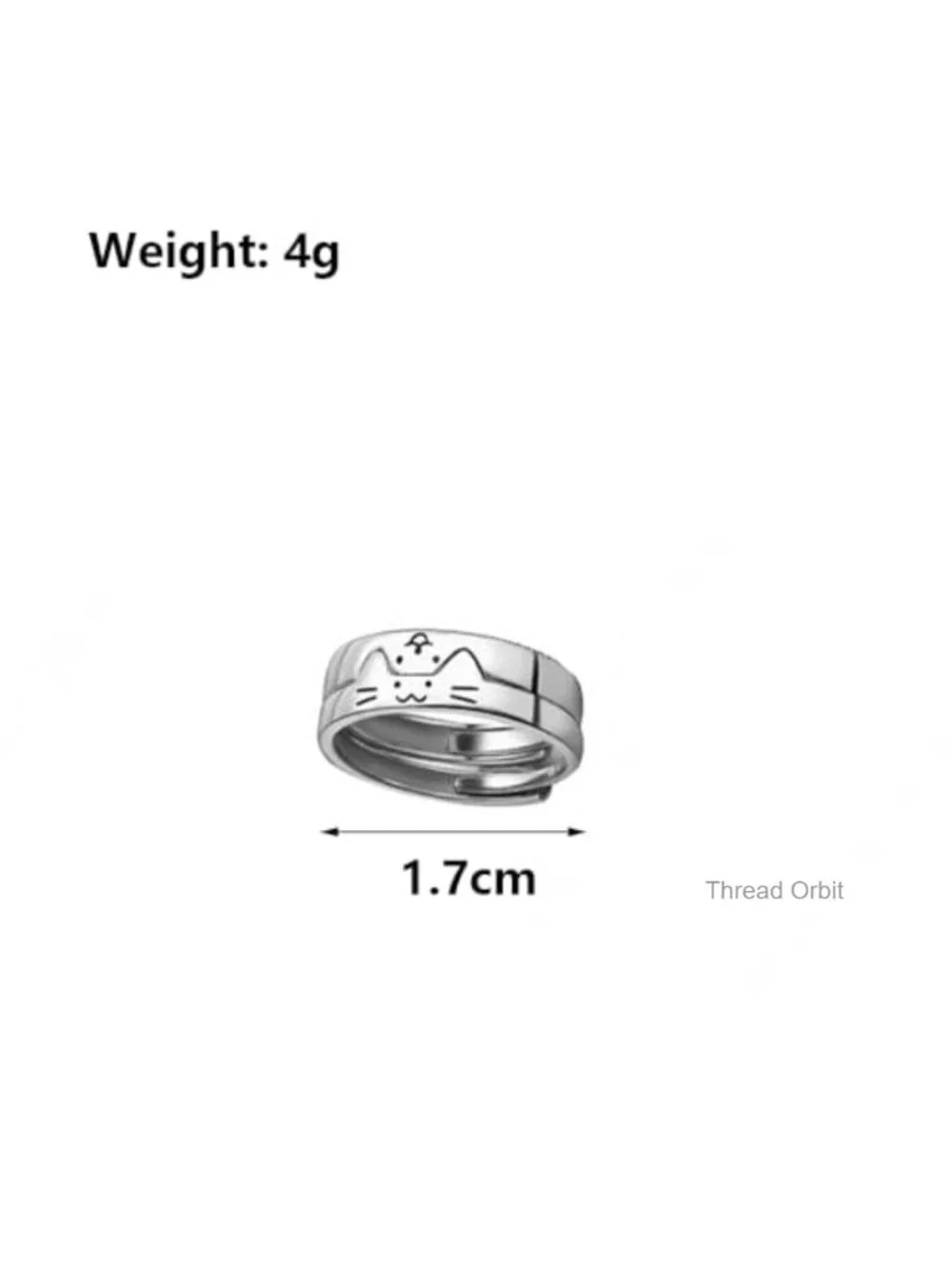 Cat Dog Couple Ring Silver Animal Friendship Matching Ring Kitten Puppy